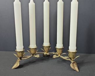 Vintage Brass Candelabra with Leaf and Vine Motifs