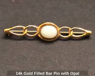 14kt Gold Filled Bar Pin with Opal
