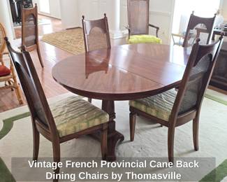Vintage French Provincial Cane Back Dining Chairs by Thomasville