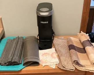 Keurig Coffee Maker, Placemats a Table Runner