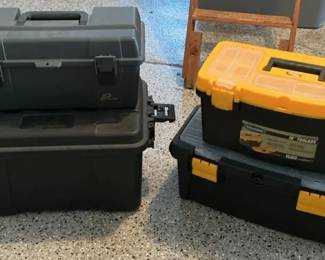 4 Various Sizes of Plastic Tool Boxes