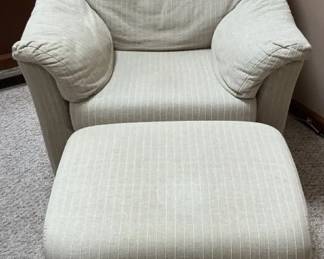 Fabric Armchair and Ottoman Set 