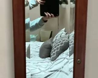 Wall Mounted Jewelry Box with Mirror and Assorted Jewelry 