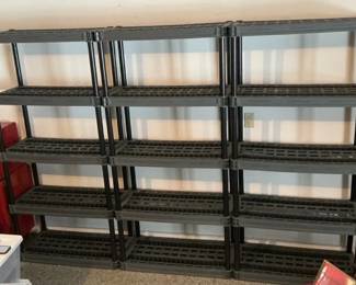 3 Heavy Duty Plastic Shelving Units 