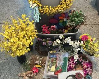 Assortment of Summer Decorations, Flags, and Signs