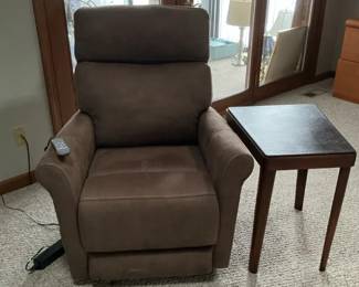 Power Lift Recliner Chair and LeatherTop Side Table