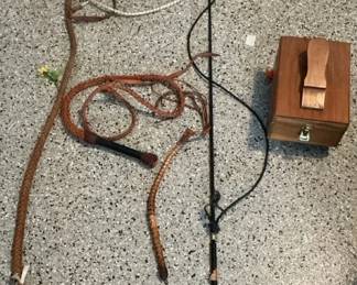 4 Horse Bull Whips And A Boot Shiner Box Kit