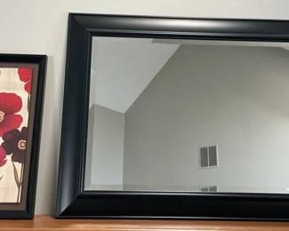 Large Mirror and Flower Wall Print Art