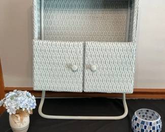 Sky Blue Wicker Rattan Bathroom Wall Hang Vanity and Counter Decor