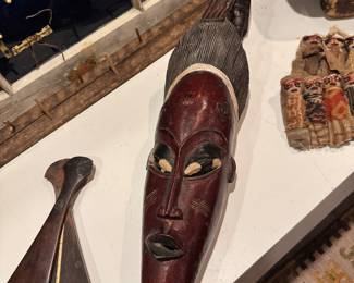 hand-carved African tribal mask, identified as a Guro or Baule mask from the Ivory Coast or Ghana region