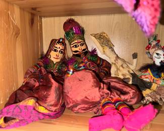 traditional handcrafted Rajasthani wood puppets, also known as Kathputli, which are native to the Rajasthan region of India.