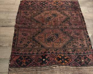 Antique Tribal Handwoven Wool Rug (Possibly Baluch