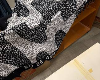 Brazilian Cangaiconic black and white mosaic wave pattern of the Copacabana sidewalk in Rio de Janeiro. 