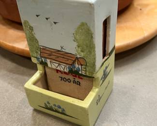 Hand-painted farmhouse/cottage scene with Match box