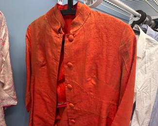 Shanghai Tang Orange Silk Chinese Jacket- untagged- traditional 