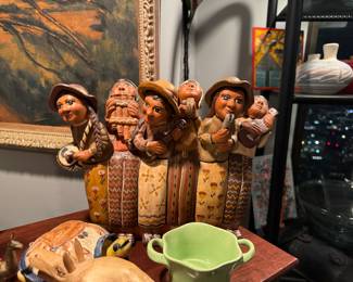 Folk Art Musician Figurines – Hand-Carved Andean Style Group