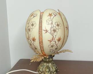 Vintage Floral Egg Lamp with Ornate Claw Foot Base