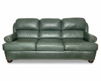 Green Leather Austin Sofa by Hancock Moore
