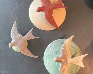 Set of Three Ceramic Swallows