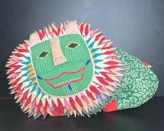 Mid Century Folk Art Psychedelic Lion Pillow
