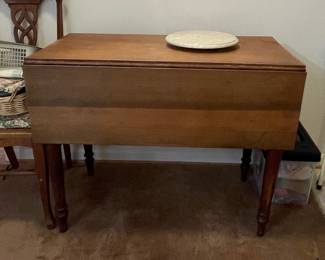 Antique Drop Leaf Dining Table with Drawer