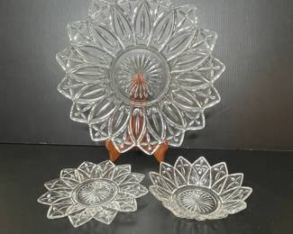Federal Glass Petal Clear Plates & Bowls Vtg