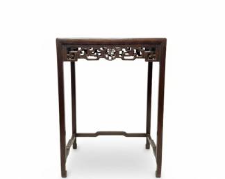 Antique Chinese Hongmu Side Table with Carved Apron