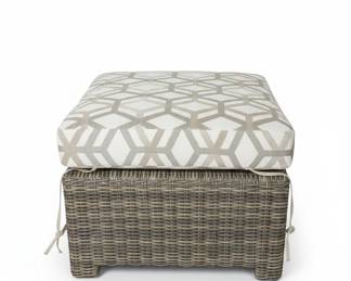 South Sea Rattan Mayfair Wicker Ottoman with Sunbrella Cushion