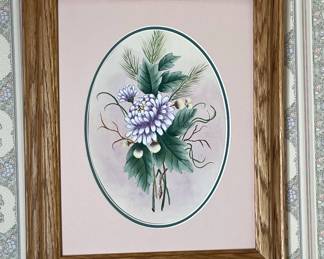 Framed Floral Print Chrysanthemums