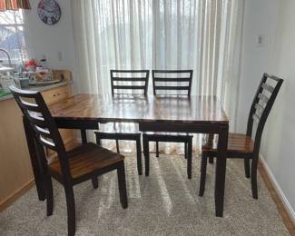 Acacia Wood Extendable Dining Table with Four Chairs second image