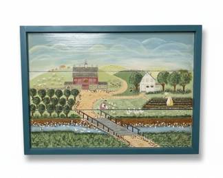 Folk Art Farm Scene Painting by Charles Wysocki