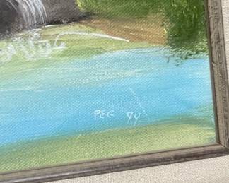 Landscape Painting with Waterfall and Trees second image