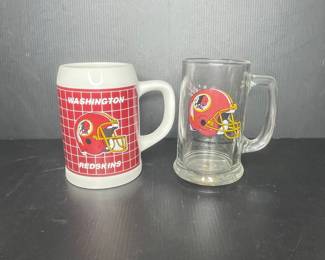 Washington Redskins Ceramic Stein and Glass Mug Vintage