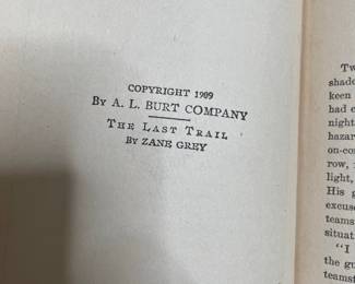 Vintage Books: "The Last Trail" by Zane Grey, "The Wheels of Time" by Florence L. Barclay, "The Moving Picture Boys Outdoor Exhibition" by Victor Appleton, and "Dave Darrin and the German Submarines" by H. Irving Hancock