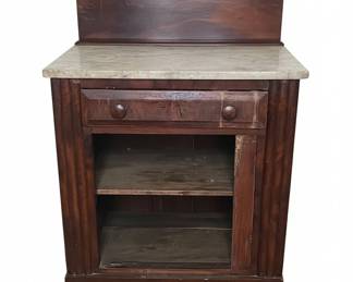 Antique Eastlake Walnut Washstand with Marble Top