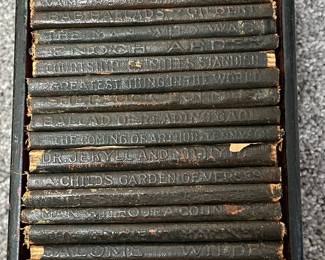 Collection of Little Leather Library Miniature Books in Wooden Case