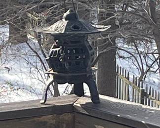Vintage Japanese Cast Iron Pagoda Garden Lantern