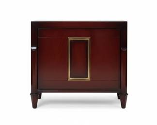 MCM Flame Mahogany Nightstand with Gilt Inlay