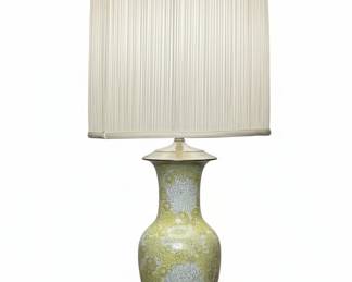 Vintage Porcelain Lamp with Yellow Floral Motif