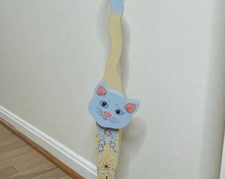 Hand-Painted Wooden Cat Figurine