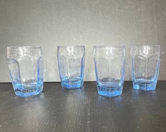 Vtg Libbey Chivalry Blue Glass Tumblers