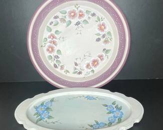 Caleca Pink Garland Hand-Painted Plates
