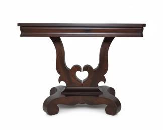 Antique American Empire Heart Carved Console Table