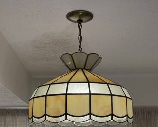 Vintage Slag Glass Pendant Light Fixture