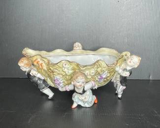 Antique Von Schierholz Porcelain Cherub Centerpiece Bowl