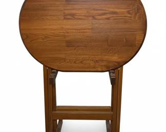 Vintage Oak TV Tray Table Set