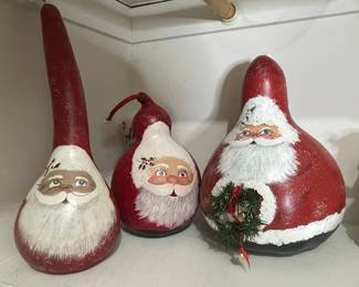 Hand-Painted Gourd Santa Claus Figurines