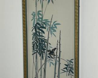 Vintage Bamboo and Bird Ink Painting