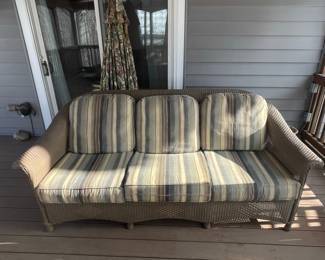 Wicker Patio Sofa with Cushions