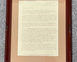 Framed Letter from Major Sullivan Ballou
